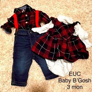 TWIN Christmas Baby B’Gosh Matching Outfits, Size 3 Months